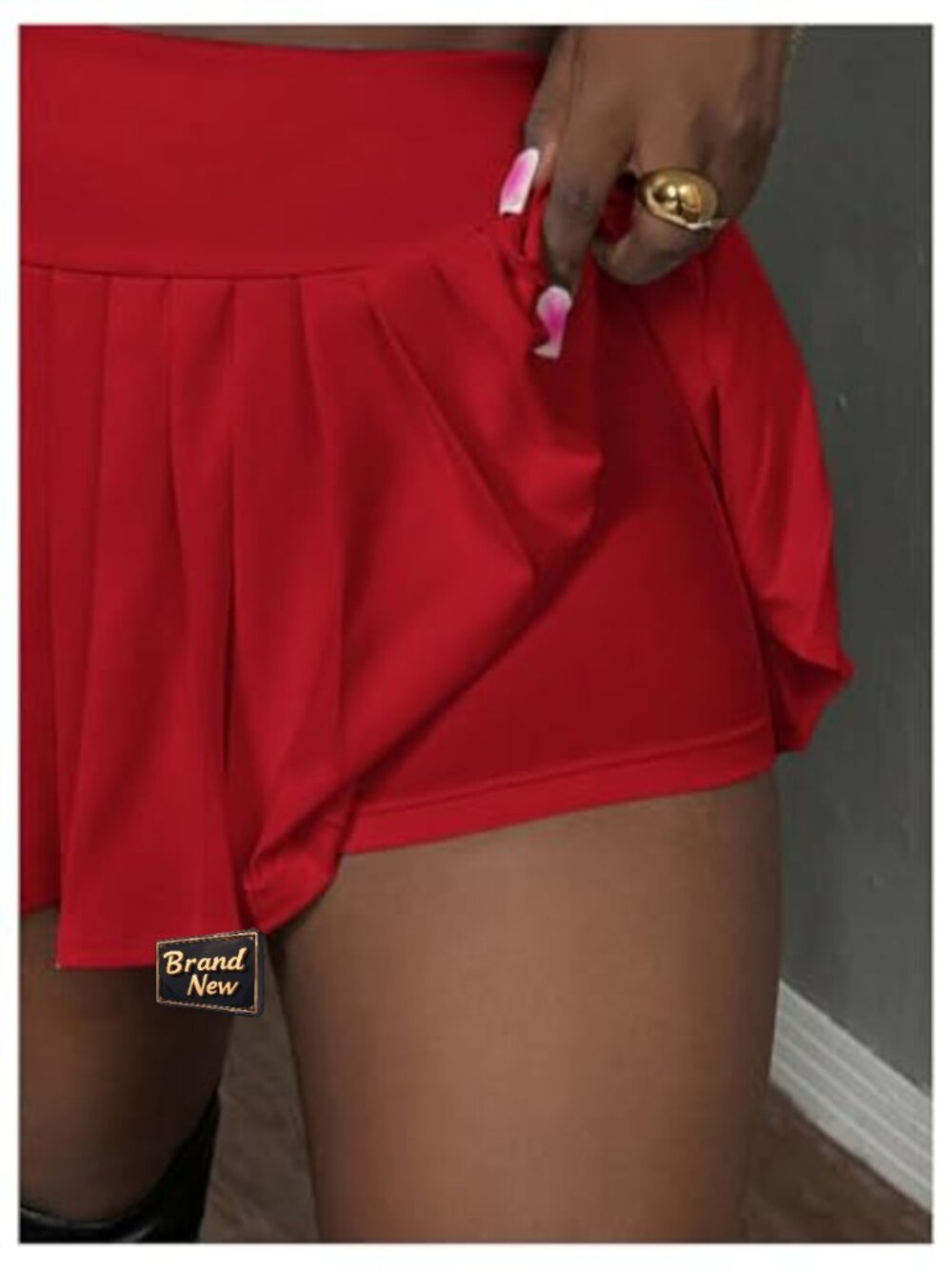 2 Piece Skirt Set Crop Top Pleated Mini Skirt Set - Picture 4 of 5